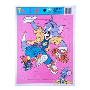 Vintage  1990's Tom and Jerry Golden Golden Frame Tray Puzzle